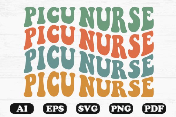 PICU Nurse Retro Wavy Svg for Crafts and Graphics